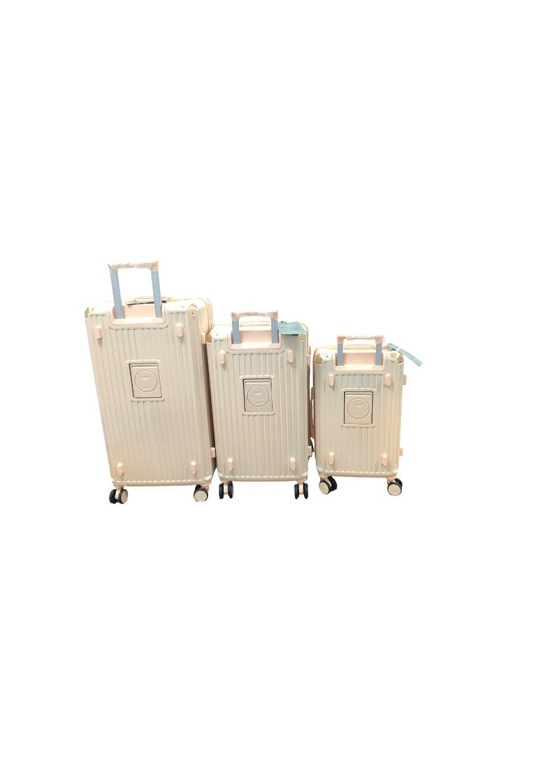 GoSmart 3-Piece Hard Shell Luggage Set with 360° Spinner Wheels, TSA Lock, Beige(Small, Medium & Large) - Image 1