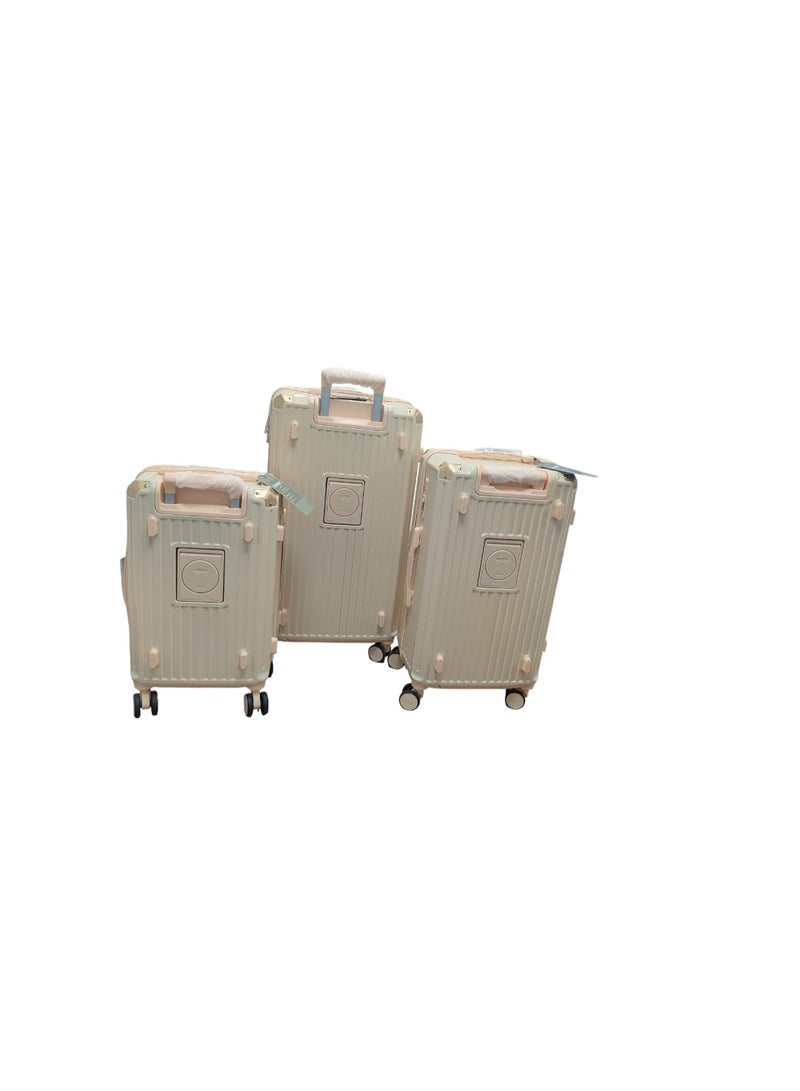 GoSmart 3-Piece Hard Shell Luggage Set with 360° Spinner Wheels, TSA Lock, Beige(Small, Medium & Large) - Image 2