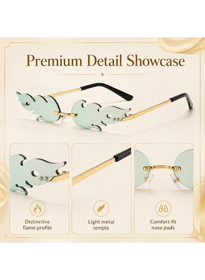 Gasin Unisex Flame Rimless Sunglasses UV400 Metal Frame Fashion Trendy Party Street Style Eyewear - Image 5