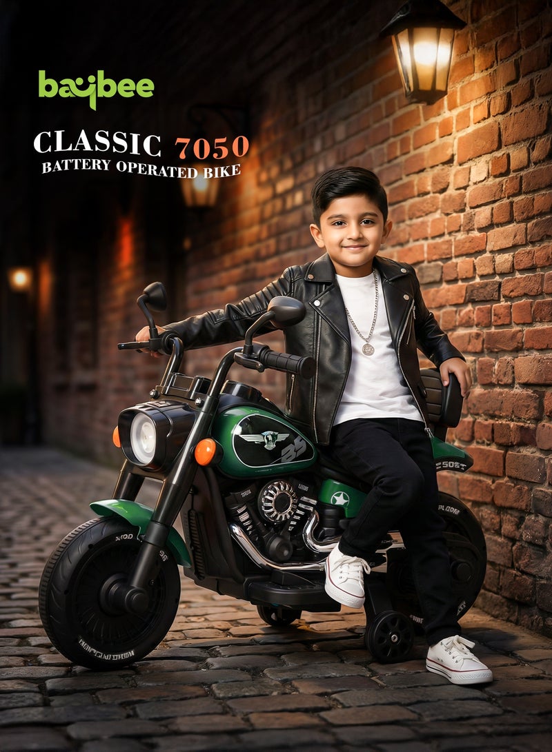 BAYBEE Classic Battery Operated Bike for Kids  | Ride on Kids bike with dazzling light & music | Rechargeable Battery Bike with Foot Accelerator | Electric Bike for Boys Girls 2+ Years Green - Image 2