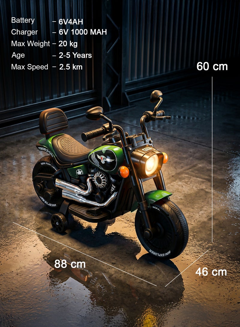 BAYBEE Classic Battery Operated Bike for Kids  | Ride on Kids bike with dazzling light & music | Rechargeable Battery Bike with Foot Accelerator | Electric Bike for Boys Girls 2+ Years Green - Image 3