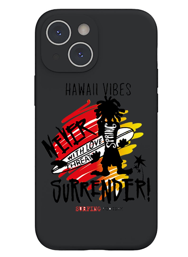 Theodor Protective Slim Fit Case Liquid Silicone Cover with Full Body Protection Anti-Scratch Shockproof Case For iPhone 15 Plus Black - Hawaii Vibes - Image 1