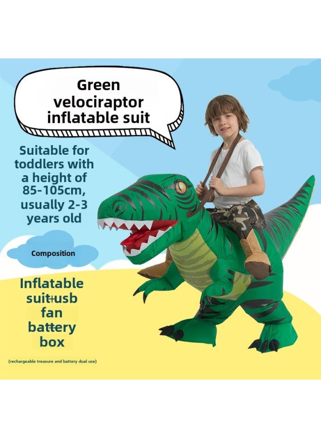 Funny Dress Funny Funny Dress Animal Mount Triceratops Dinosaur Children Inflatable Clothes Year Gift-Color:Green Velociraptor—toddler