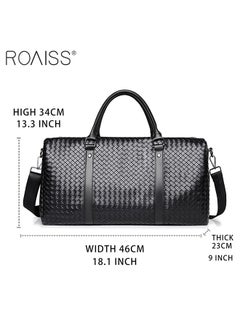 roaiss Men's Pu Leather Travel Handbag Large Capacity Woven Appearance Waterproof Shoulder Bag Detachable Shoulder Strap Sports And Fitness Bag  - Image 5
