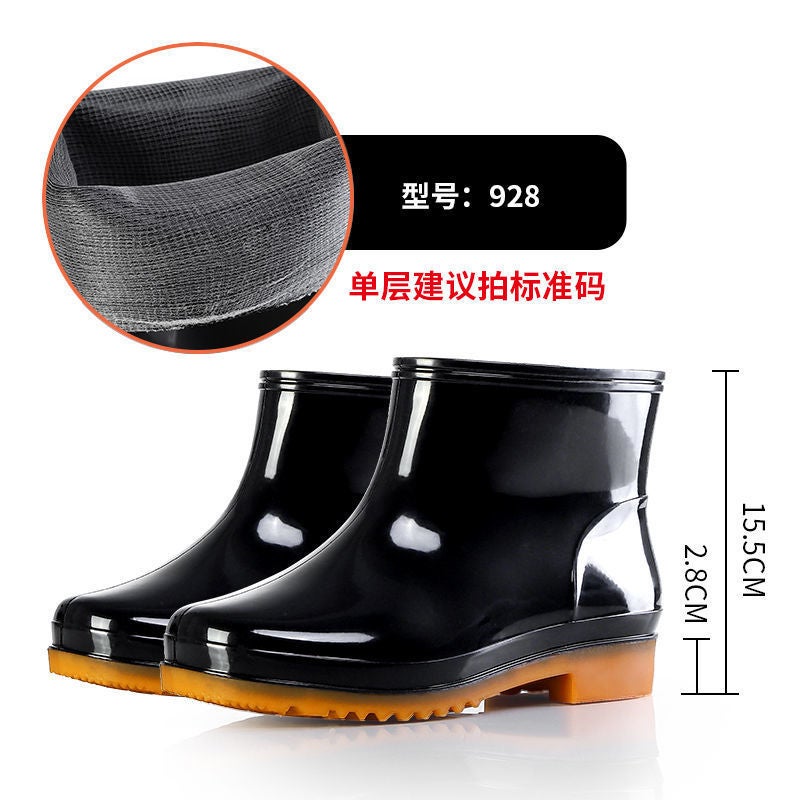 Jundeng Black High Water Shoes Long Barrel Rain Boots Kitchen Non-Slip Water Boots Outdoor Work Shoes Rain Shoes Labor Protection Rubber Shoes For Men And Women - Image 1
