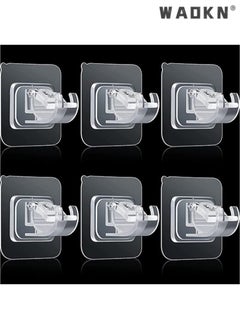 WAOKN 8-Piece Extended Length Self-Adhesive Curtain Rod Brackets - No-Drill Solution for Drapery Hooks Holders, Premium Plastic Easy-Stick Curtain Rod Hooks Perfect for Large Windows in Kitchen, Bathroom, & Hotel Settings (Clear)  - Image 1