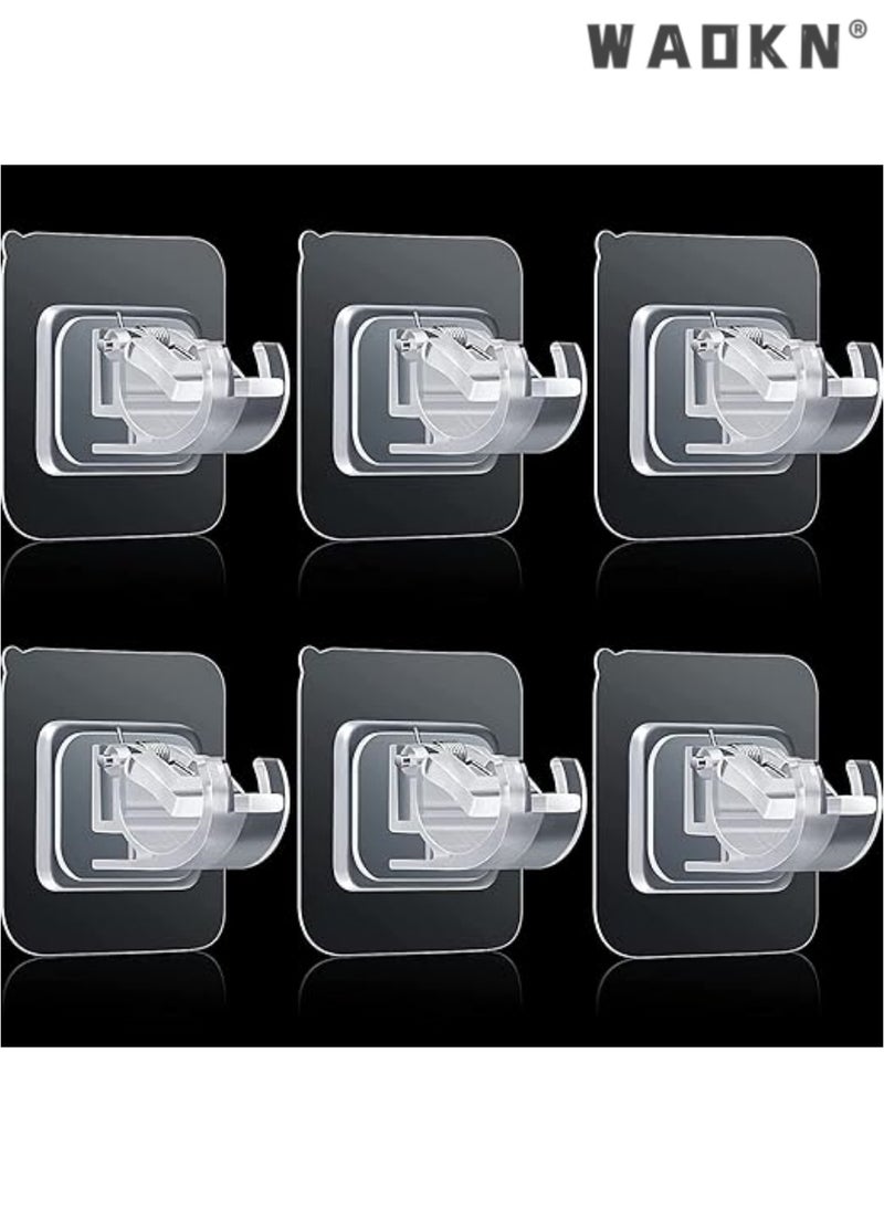 WAOKN - 8-Piece Extended Length Self-Adhesive Curtain Rod Brackets - No-Drill Solution for Drapery Hooks Holders, Premium Plastic Easy-Stick Curtain Rod Hooks Perfect for Large Windows in Kitchen, Bathroom, & Hotel Settings (Clear) - Image 1
