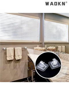 WAOKN 8-Piece Extended Length Self-Adhesive Curtain Rod Brackets - No-Drill Solution for Drapery Hooks Holders, Premium Plastic Easy-Stick Curtain Rod Hooks Perfect for Large Windows in Kitchen, Bathroom, & Hotel Settings (Clear)  - Image 5