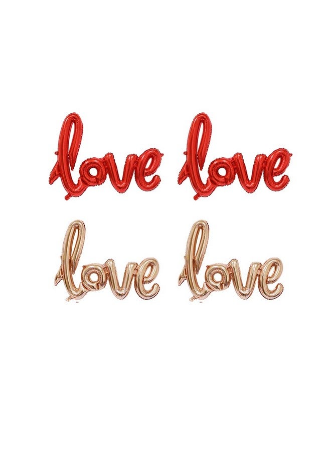 Dzrige 42 Inch Love Foil Balloons 4 Pcs Love Letter Balloons Giant Champagne Gold And Red Love Balloons Banner For Romantic Wedding Bridal Shower Birthday Party Valentines Day Gift Decorations - Image 1