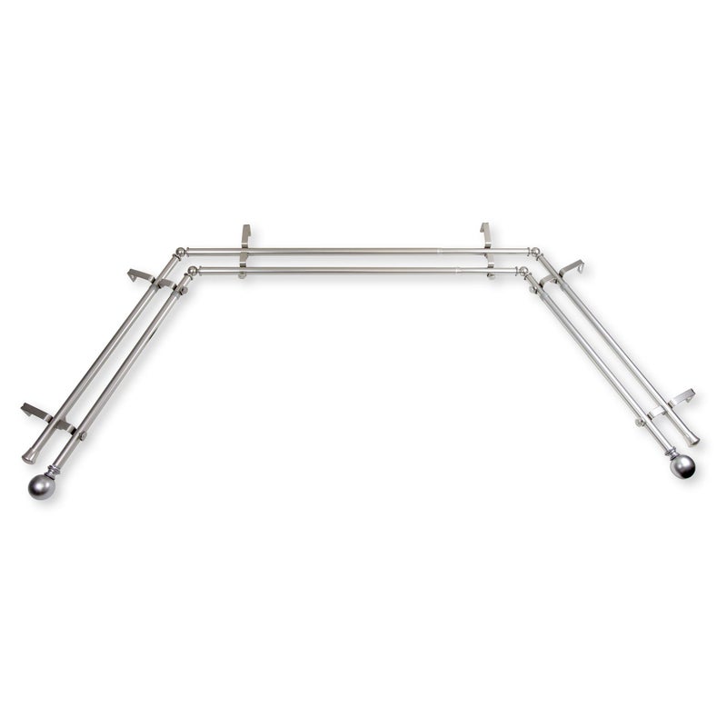 Rod Desyne 1316 Jodi Bay Window Double Curtain Rod 2036 3872  Satin Nickel 