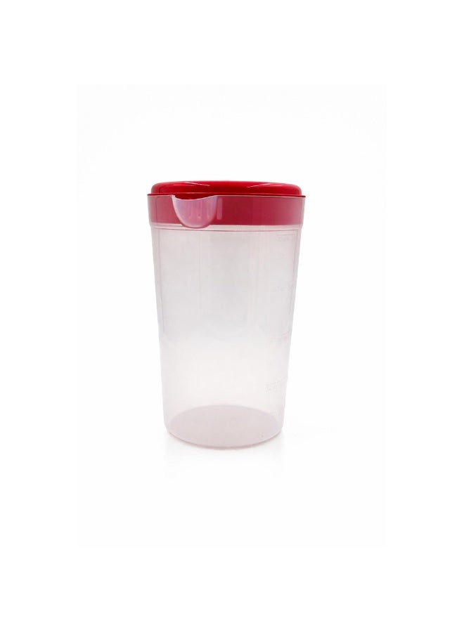 IDEAL PACK Premium Plastic Water Jug with Lid & Handle – 1 gallon Capacity Transparent Pitcher with Red Cover – Durable Food-Grade Water, Juice & Beverage Storage Jug for Home, Kitchen, Fridge & Serving Use - Image 1