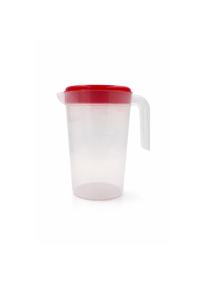 IDEAL PACK Premium Plastic Water Jug with Lid & Handle – 1 gallon Capacity Transparent Pitcher with Red Cover – Durable Food-Grade Water, Juice & Beverage Storage Jug for Home, Kitchen, Fridge & Serving Use - Image 2