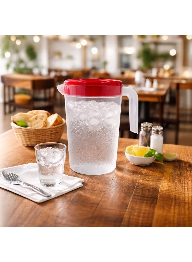 IDEAL PACK Premium Plastic Water Jug with Lid & Handle – 1 gallon Capacity Transparent Pitcher with Red Cover – Durable Food-Grade Water, Juice & Beverage Storage Jug for Home, Kitchen, Fridge & Serving Use - Image 5