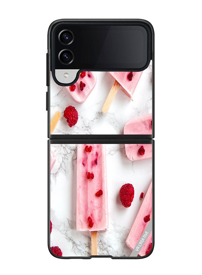VR CREATIVE Protective Case Cover For Samsung Galaxy Z Flip4 Gulabi Iceream Design Multicolour - Image 1