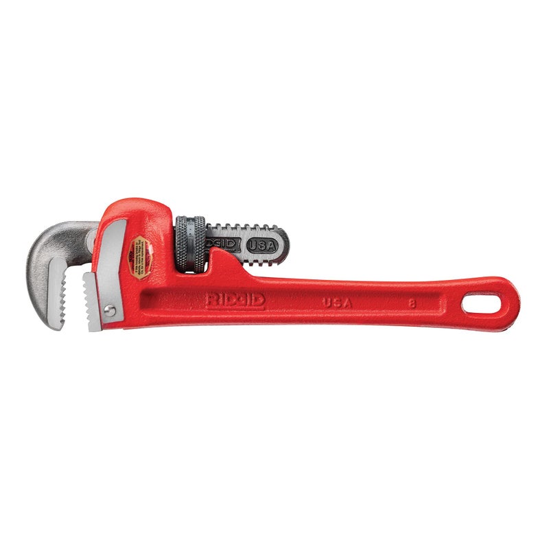 RIDGID 31005 Model 8 HeavyDuty Straight Pipe Wrench 8inch Plumbing Wrench Small Red