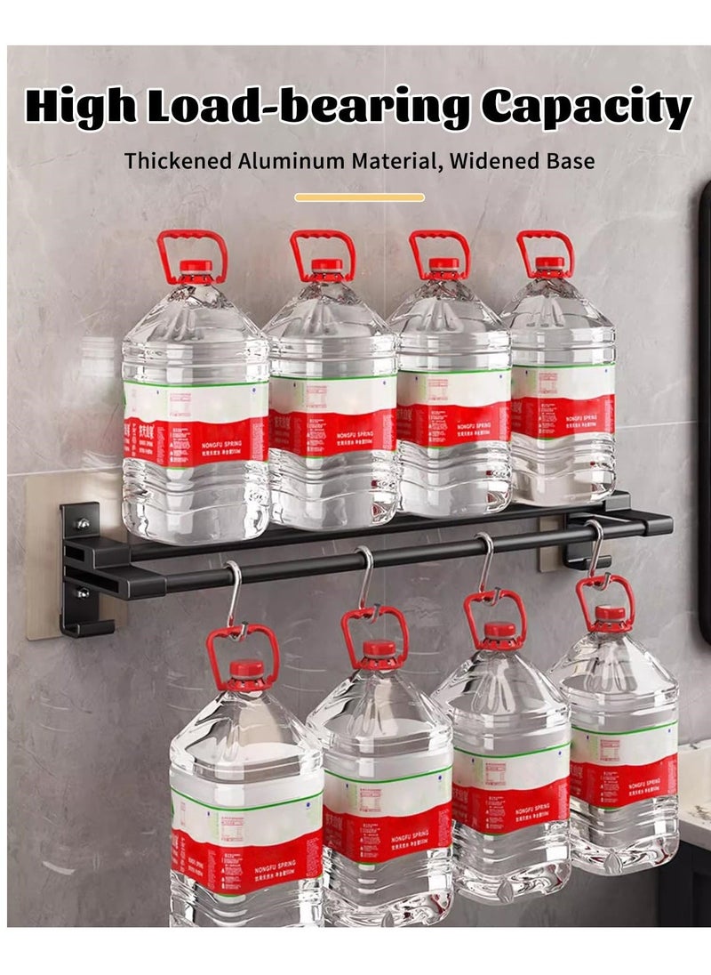 Towel Rail with Double Rods, 40cm Aluminum 2 Tier Self-Adhesive, Anti-Rust, No-Drill Wall Mounted Towel Holder with 2 Hooks for Bathroom, Kitchen, Shower - Image 5