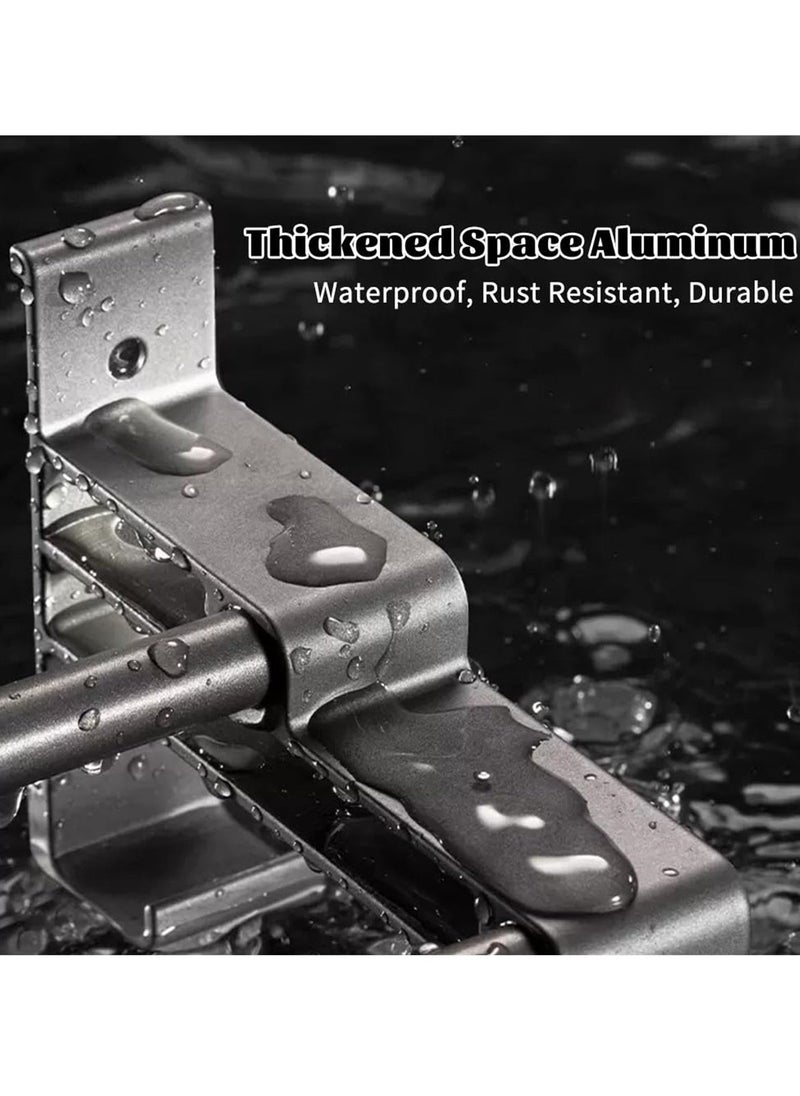 Towel Rail with Double Rods, 40cm Aluminum 2 Tier Self-Adhesive, Anti-Rust, No-Drill Wall Mounted Towel Holder with 2 Hooks for Bathroom, Kitchen, Shower - Image 4