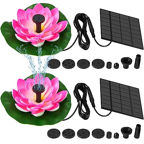 HI-BOOM 2 Pcs Solar Water Fountain Water Lily Solar Fountain for Bird Bath Garden Decor Solar for Bird Bath Outside Pond and Backyard 6 Nozzles - Image 1