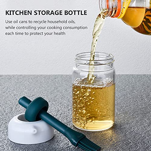ZDQTRA Borosilicate Glass Food Storage Jar With Brush For Ghee, Butter, Oil & Stoppers,Oil Storage Bottle Container With Brush For Kitchen(1 Pcs/Small) (Update Model), Blue - Image 4