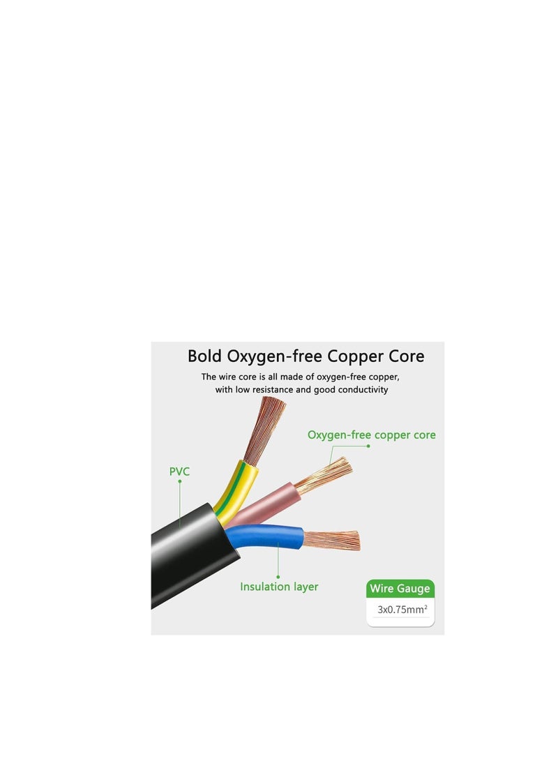 Terabyte "UK 3-Pin Power Cable 1.8 Meter with Fuse - High Quality AC Power Cord for Computer, Printer, LCD/LED Monitor - Compatible with Dell, HP, Samsung, Sony, Lenovo" - Image 3