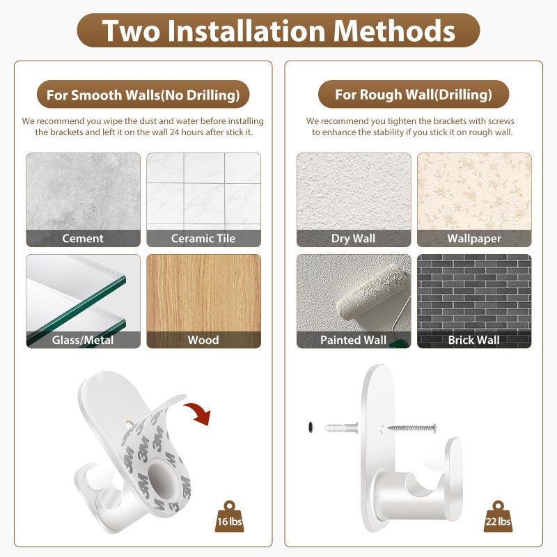 HOTOZON Curtain Rods No Drilling 32 to 86 Inch, HOTOZON 5/8 Inches No Drill Curtain Rods for Windows 55 to 82 Inches(4.5-6.8 ft), Renter Friendly Adjustable Small Drapery Rod for Lightweight Curtains, White - Image 3
