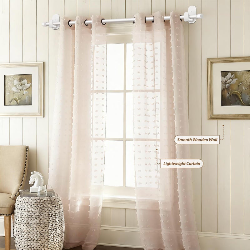 HOTOZON Curtain Rods No Drilling 32 to 86 Inch, HOTOZON 5/8 Inches No Drill Curtain Rods for Windows 55 to 82 Inches(4.5-6.8 ft), Renter Friendly Adjustable Small Drapery Rod for Lightweight Curtains, White - Image 2
