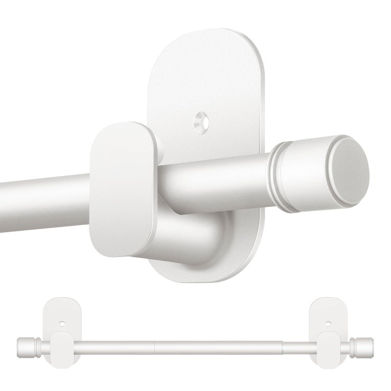HOTOZON Curtain Rods No Drilling 32 to 86 Inch, HOTOZON 5/8 Inches No Drill Curtain Rods for Windows 55 to 82 Inches(4.5-6.8 ft), Renter Friendly Adjustable Small Drapery Rod for Lightweight Curtains, White - Image 1