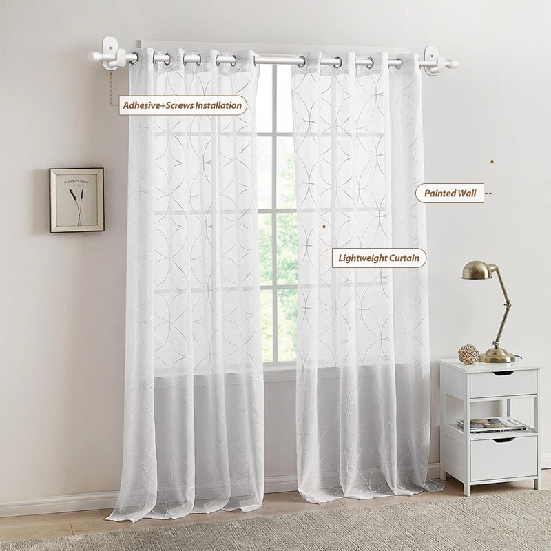 HOTOZON Curtain Rods No Drilling 32 to 86 Inch, HOTOZON 5/8 Inches No Drill Curtain Rods for Windows 55 to 82 Inches(4.5-6.8 ft), Renter Friendly Adjustable Small Drapery Rod for Lightweight Curtains, White - Image 5