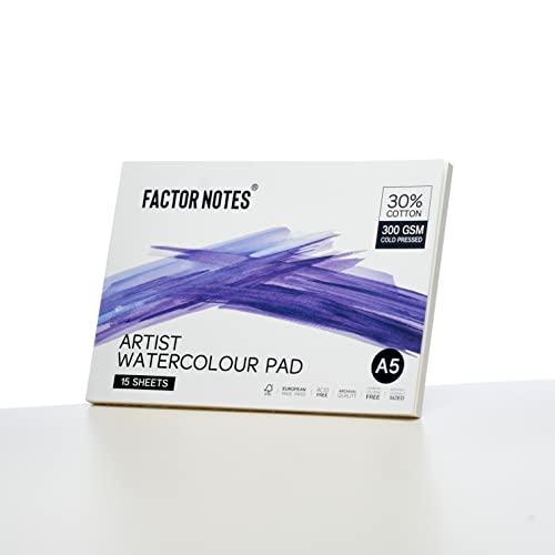 Factor Notes Artist Watercolour Pad: 30% Cotton, 300 GSM, Cold Pressed, Acid-Free Tearable Paper (A5), Oil Paint - Image 4