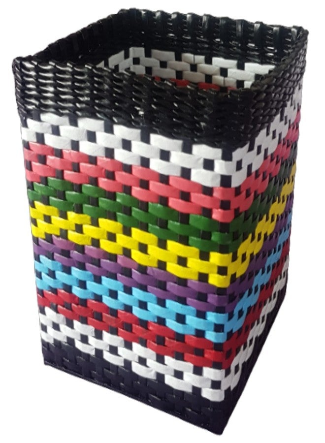 Sonas Creation Paperus Multi Color, Multipurpose Storage Basket, Multi-Utility Organizer, for Water Bottles, Toys, Linen, Magazines, 9 X 9 X 11 Inch, Eco-Friendly, Handmade of Paper Ropes - Image 1