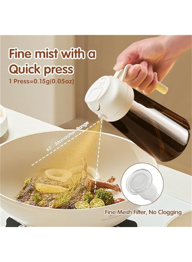 16oz/470ml Light-Blocking Dark Oil Sprayer for Cooking, 2 in 1 Olive Oil Dispenser Bottle for Kitchen, Premium Dark Amber Glass Oil Bottle, Food-Grade Oil Mister for Air Fryer, BBQ (White) - Image 3
