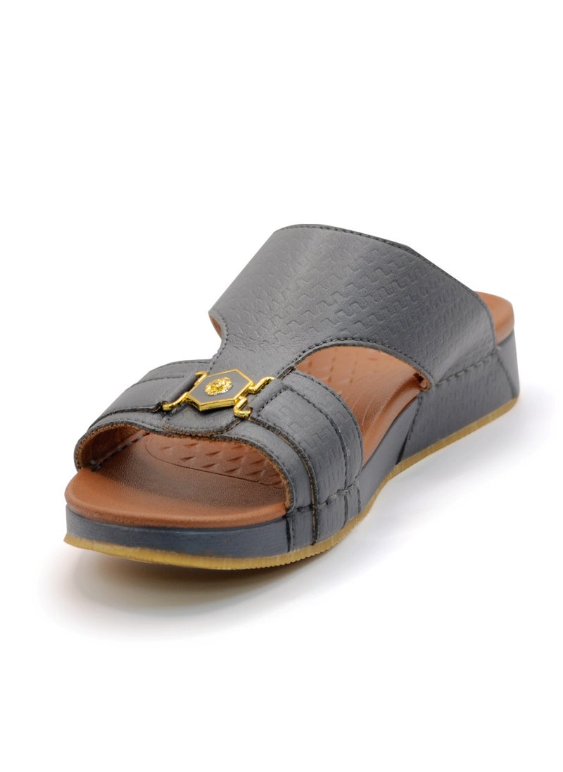 AL BAAZ Al Baaz Grey Arabic Sandals for Men - Traditional Leather Men Sandals  - Image 1