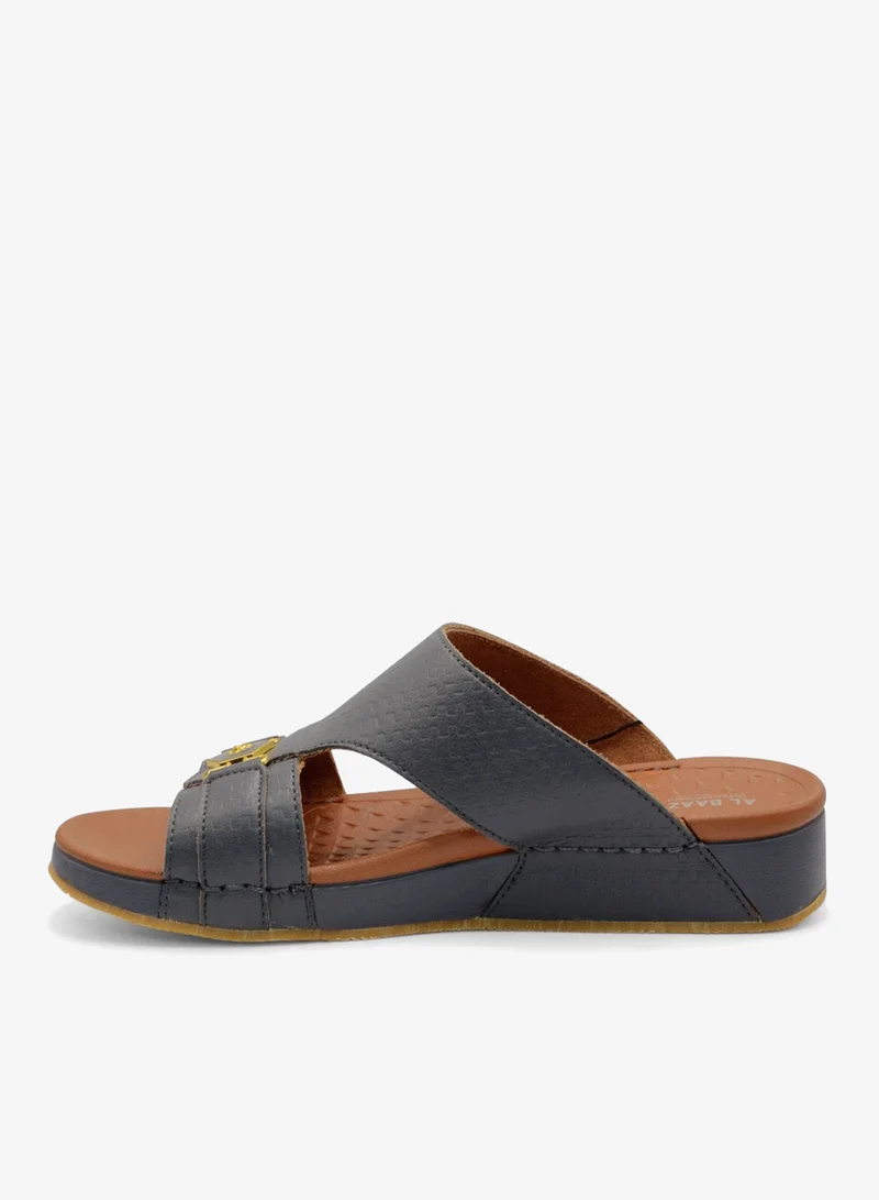 ال_باز صندل عربي رمادي للرجال من الباز - صنادل جلدية للرجال - صنادل جلدية مفتوحة عند الأصابع للرجال