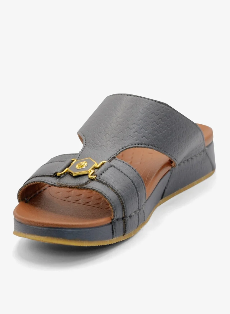 ال_باز صندل عربي رمادي للرجال من الباز - صنادل جلدية للرجال - صنادل جلدية مفتوحة عند الأصابع للرجال