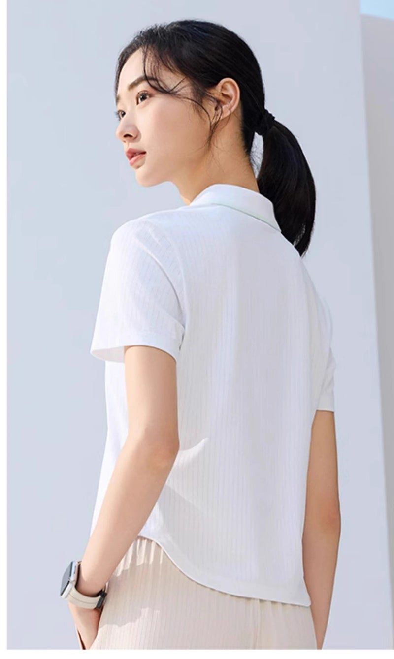 ANTA Women’s Cooling Slim-Fit Sports Shirt/IceSilk Polo/IceSkin Technology · Antimite Protection · Flattering Fit - Image 2