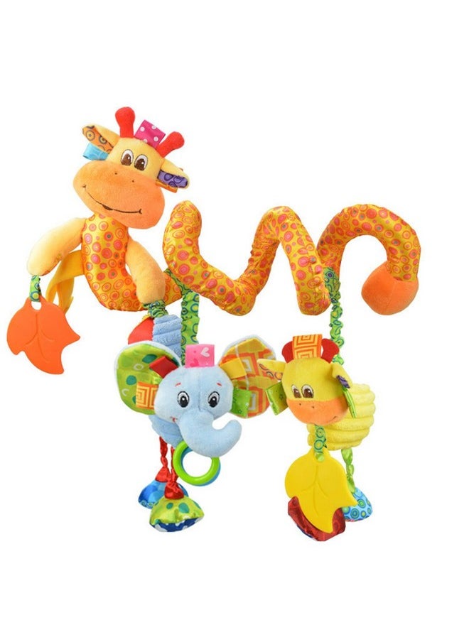Jollybaby Baby Car Seat Stroller Crib Toys, Plush Hanging Spiral Activity Pram Crib Toy With Music Box, Rattles, Squeaker For Babies Infant Boys Girls Gifts (Giraffe)  - Image 1