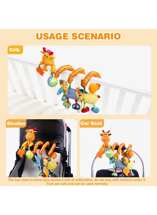 Jollybaby Baby Car Seat Stroller Crib Toys, Plush Hanging Spiral Activity Pram Crib Toy With Music Box, Rattles, Squeaker For Babies Infant Boys Girls Gifts (Giraffe)  - Image 5