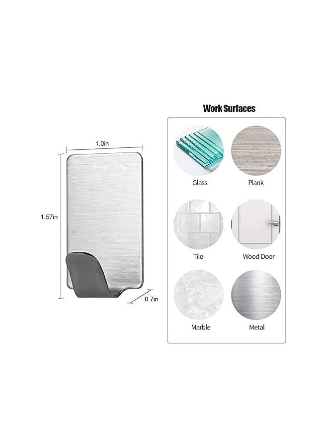 PROMASS Self Adhesive Hooks, promass 9 Pack 304 Stainless Steel Wall Hanger Hat Hooks Rack for Kitchen Bathroom Office Closet - Waterproof, No Drill Glue Needed - Image 2