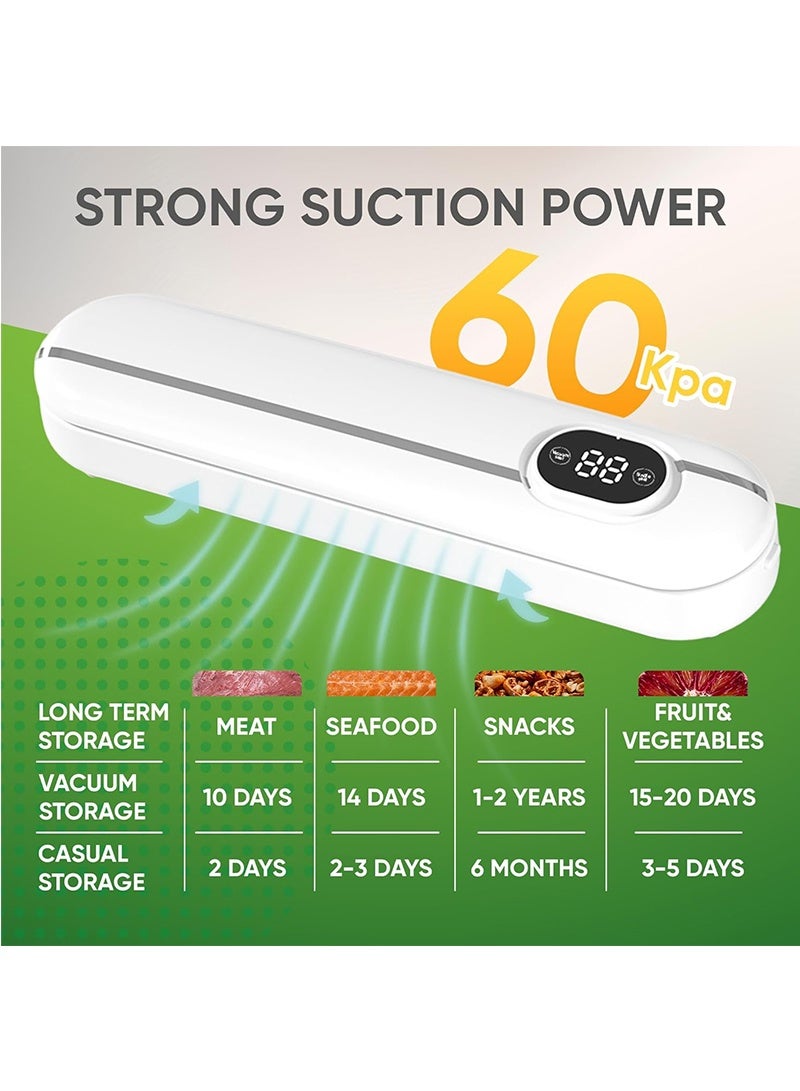 توبيتش آلة تفريغ الهواء الأوتوماتيكية لختم الهواء الأوتوماتيكية للأطعمة الجافة والرطبة، تتضمن 10 أكياس ختم، مجموعة أجهزة ختم الطعام متعددة الاستخدامات - تحافظ على نضارة الطعام دون عناء - Image 5