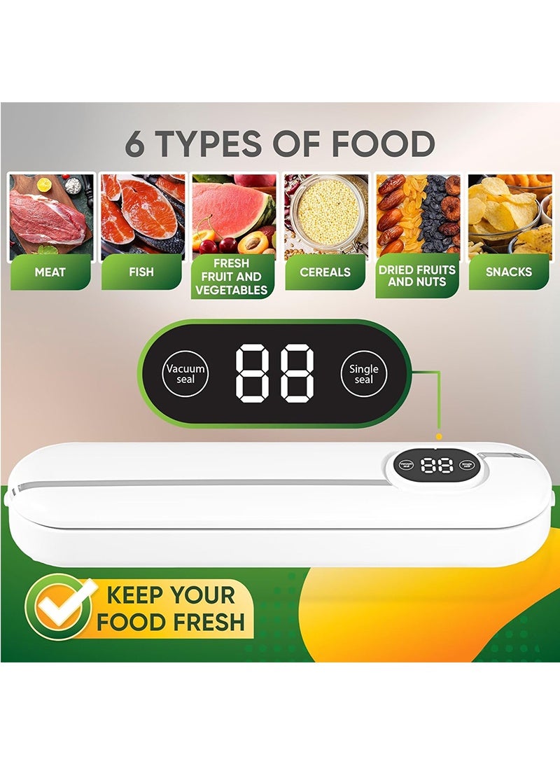 توبيتش آلة تفريغ الهواء الأوتوماتيكية لختم الهواء الأوتوماتيكية للأطعمة الجافة والرطبة، تتضمن 10 أكياس ختم، مجموعة أجهزة ختم الطعام متعددة الاستخدامات - تحافظ على نضارة الطعام دون عناء - Image 2