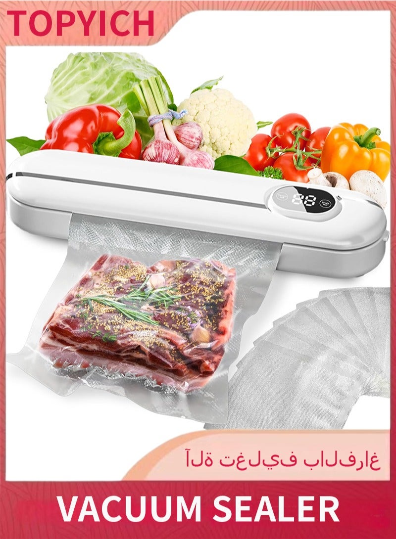 توبيتش آلة تفريغ الهواء الأوتوماتيكية لختم الهواء الأوتوماتيكية للأطعمة الجافة والرطبة، تتضمن 10 أكياس ختم، مجموعة أجهزة ختم الطعام متعددة الاستخدامات - تحافظ على نضارة الطعام دون عناء - Image 1
