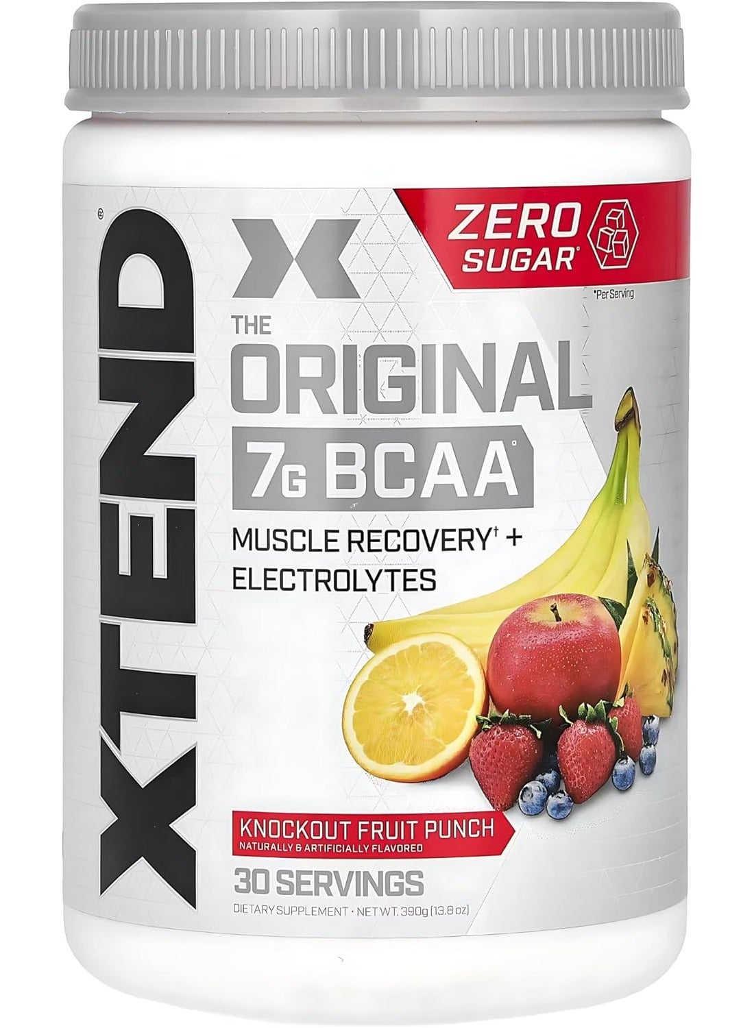 XTEND BCAA Powder - Fruit Punch Flavor | 30 Servings | 7g Branched-Chain Amino Acids | Sugar-Free Workout Support Drink