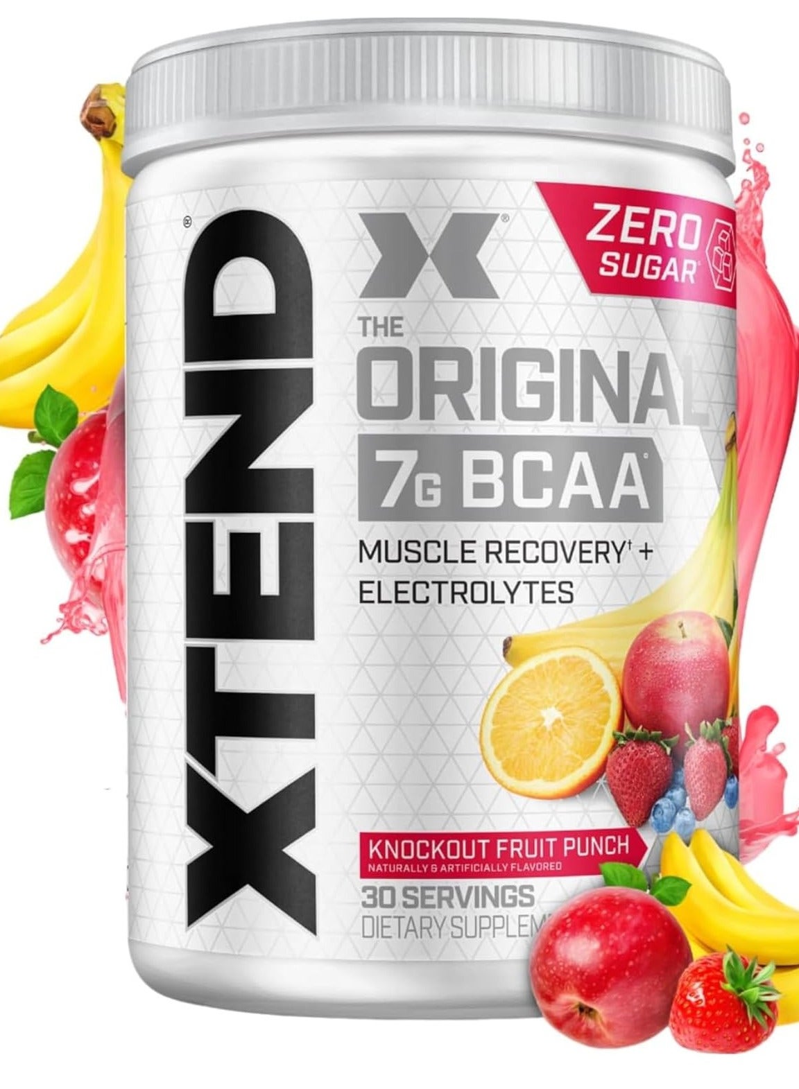 Xtend Bcaa Powder - Fruit Punch Flavor | 30 Servings | 7G Branched-Chain Amino Acids | Sugar-Free Workout Support Drink