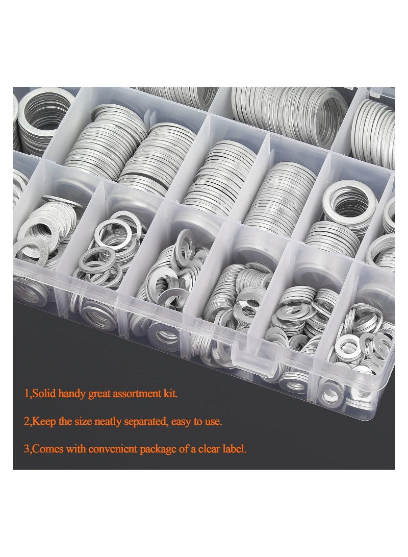 SYOSI 560 Pcs 18 Sizes Automotive Drain Plug Gaskets, Oil Crush Washers, Aluminum Flat Washers Assortment Kit (M6 M8 M10 M12 M14 M16 M18 M20 M22 M24)