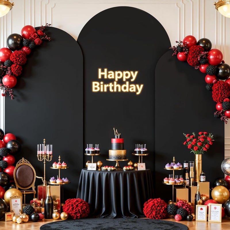 Suppromo Black and Red Arch Backdrop Cover Set of 3-6ft, 6.6ft, 7.2ft Arch Covers Stretchy Backdrop Spandex Birthday Party Arch Stand Covers for Baby Shower Wedding Bridal Shower Photo Background Decorations - Image 5