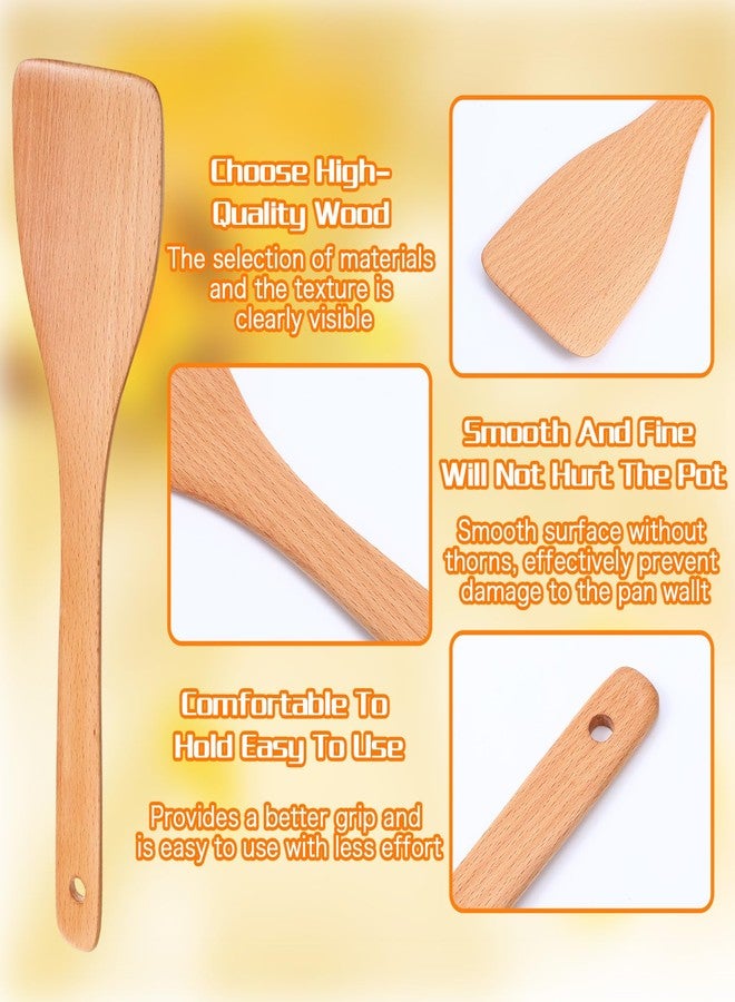 HaiFafafaing Wood Spatula for Cooking - 13 Inch Uncoated Beech Wood Spatula - Non Scratch Non Stick Cookware Wooden Cooking Utensils for Pan and Wok - Image 3