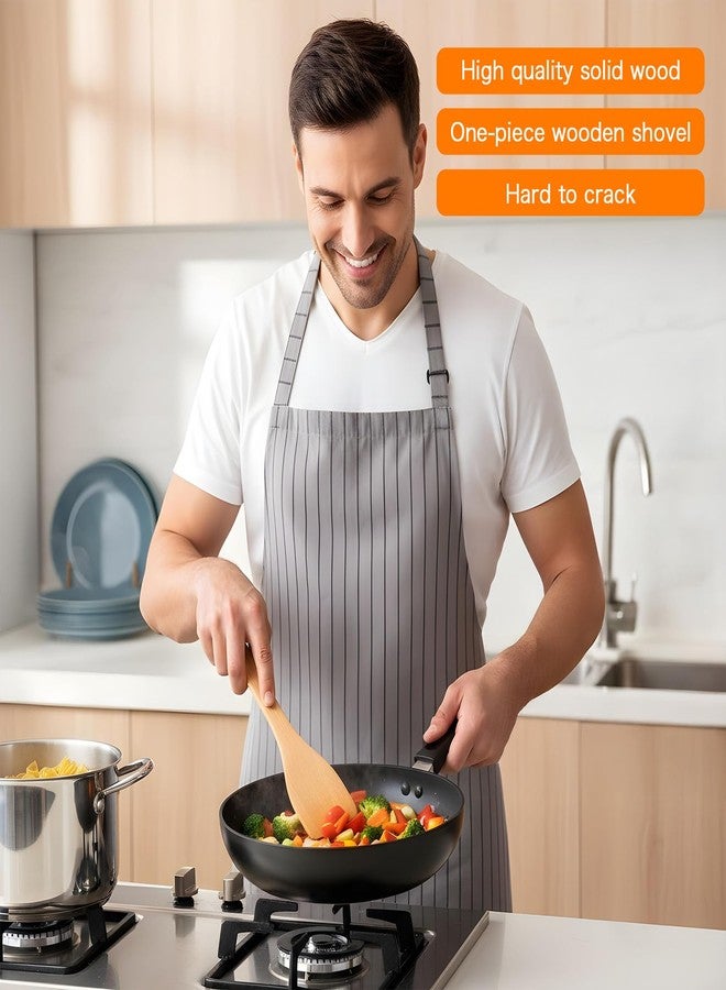 HaiFafafaing Wood Spatula for Cooking - 13 Inch Uncoated Beech Wood Spatula - Non Scratch Non Stick Cookware Wooden Cooking Utensils for Pan and Wok - Image 5