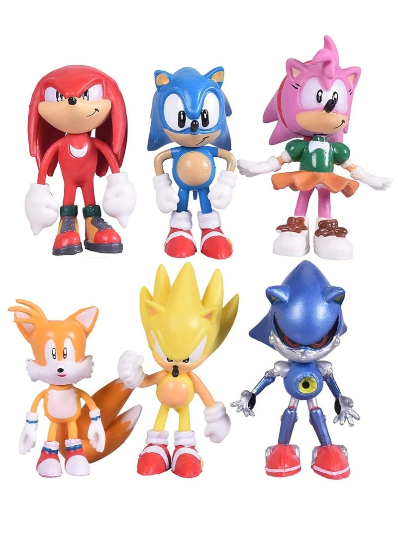 Sonic Figurines Collection Playset, Children Mini Toys Cupcake Toppers for Birthday Party Supplies Set of 6 pcs - Image 2