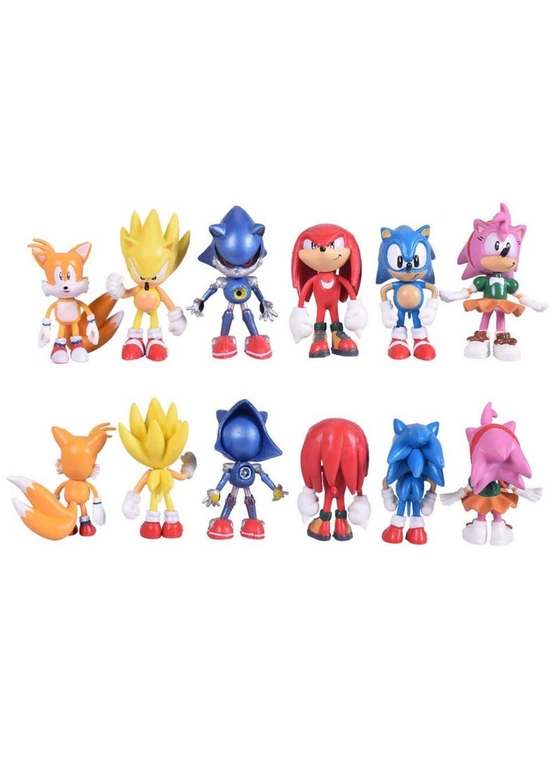 Sonic Figurines Collection Playset, Children Mini Toys Cupcake Toppers for Birthday Party Supplies Set of 6 pcs - Image 1