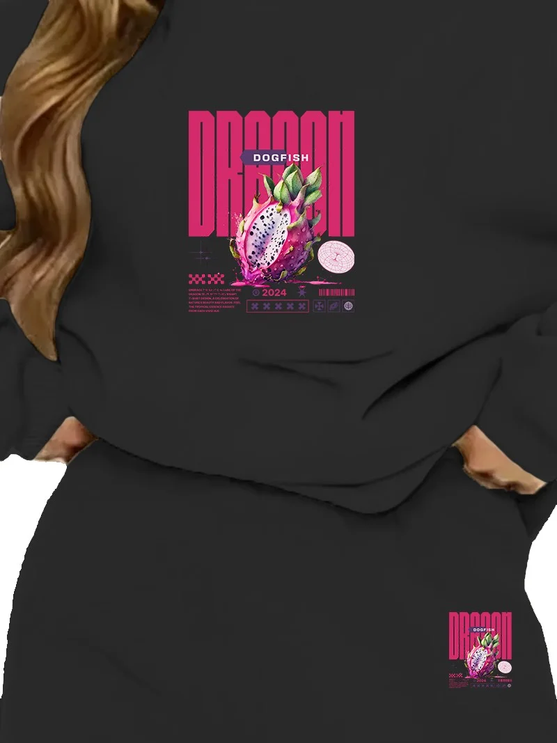 DogFish Tracksuit Dragon Fruit Printed Plus Size Bottom Top Set